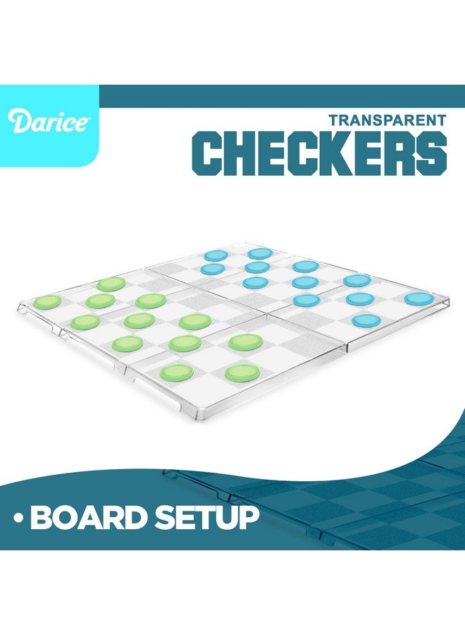 Darice Transparant Checkers Board Game for Kids - Fun Checker Board Travel Games for Boys Girls Adults - Acrylic Board with Acrylic Checkers - Age 6+ - Image 2