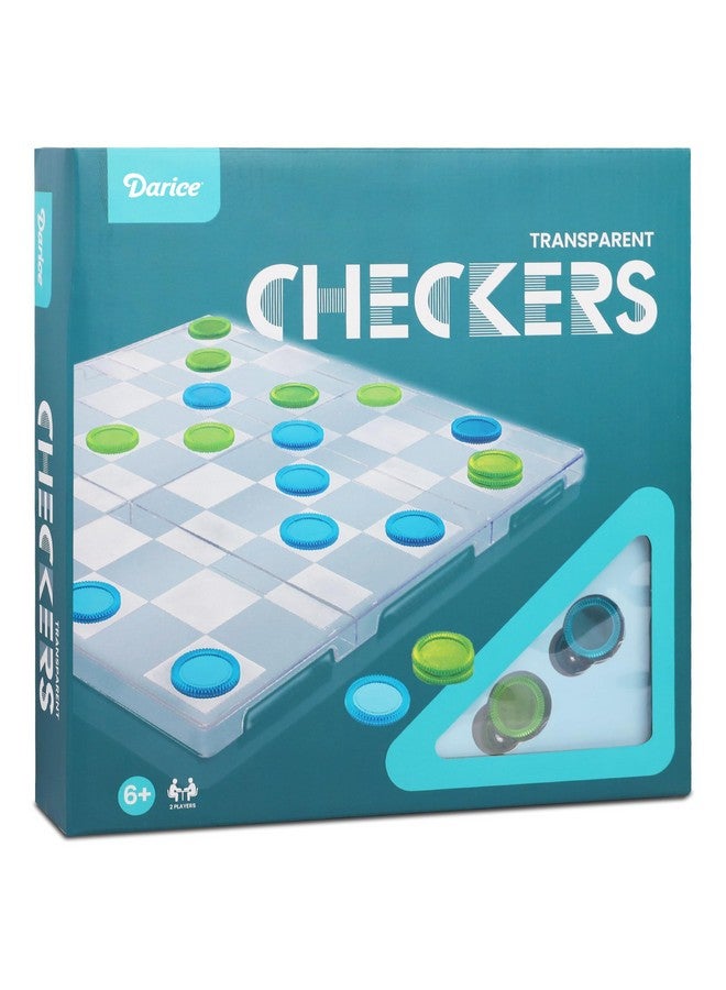 Darice Transparant Checkers Board Game for Kids - Fun Checker Board Travel Games for Boys Girls Adults - Acrylic Board with Acrylic Checkers - Age 6+ - Image 1