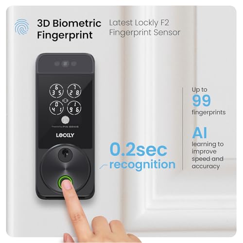 Lockly Visage Zeno Series Smart Lock, Facial Recognition & Fingerprint Keyless Entry Door Lock, Built-in Wi-Fi Deadbolt with Apple Home Key, PIN Genie Keypad, App Remote Control, Easy Installation - Image 4