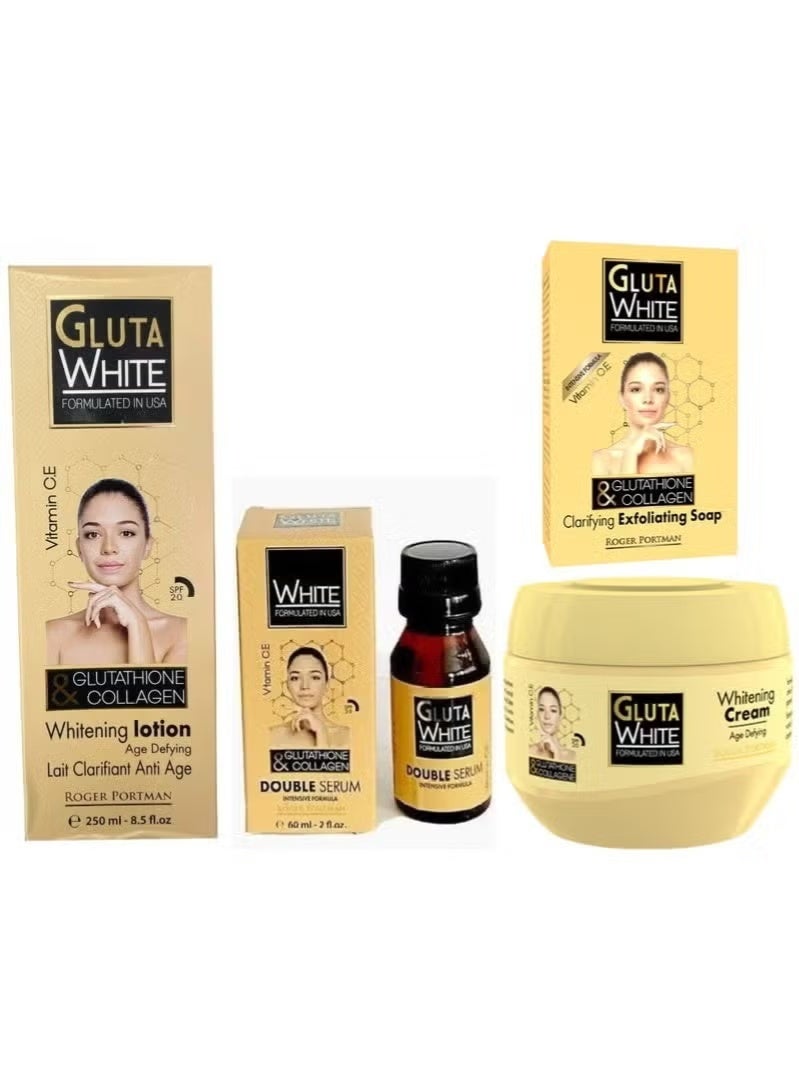 Gluta White Glutathione and Collagen Lotion + Serum + Cream + Soap