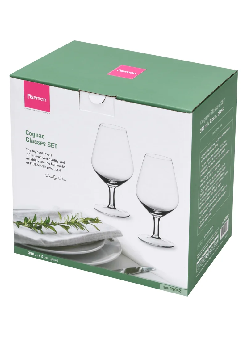 Fissman  2-Piece Water Goblet Cognac Glass Set 390ml  | Best Price UAE