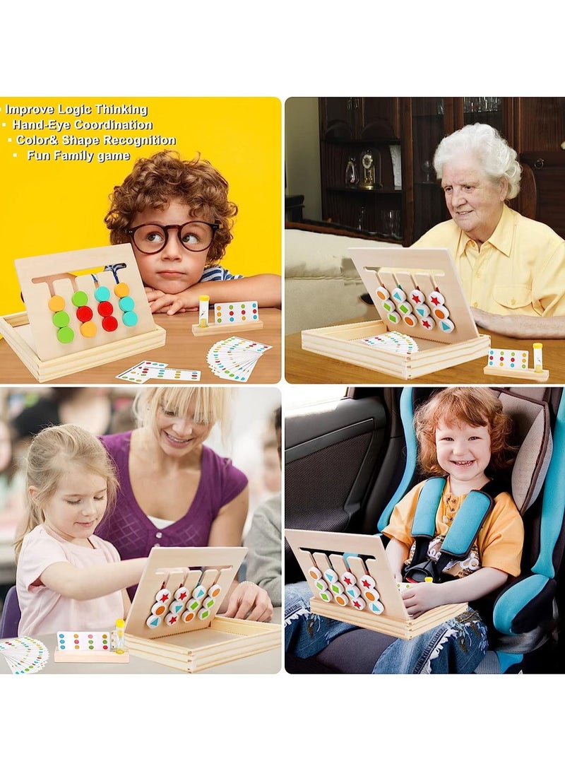 MIXDE Montessori Learning Toys Slide Puzzle Color & Shape Matching Brain Teasers Logic Game Preschool Educational Wooden Toys for Kids Boys Girls Age 3+Years Old Travel Toys Birthday Gifts for Kids - Image 4