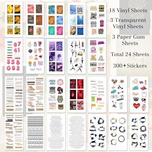 Twinster Aesthetic Journal Stickers Book | 24,A5 Pages 300+ Aesthetic Self-Adhesive Vinyl Sticker for Journal,Scrapbook, Projects, Multipurpose Use. - Image 5