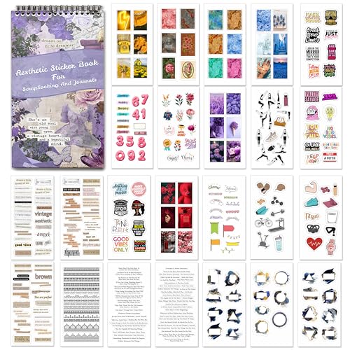 Twinster Aesthetic Journal Stickers Book | 24,A5 Pages 300+ Aesthetic Self-Adhesive Vinyl Sticker for Journal,Scrapbook, Projects, Multipurpose Use. - Image 1