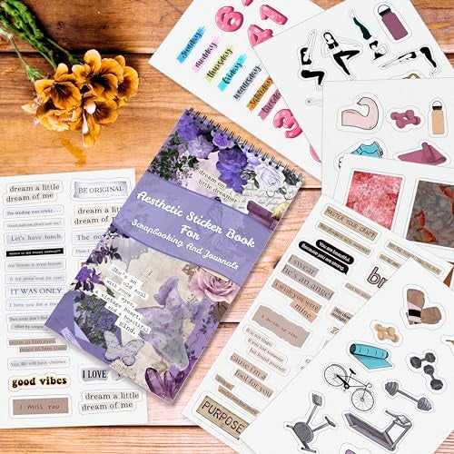 Twinster Aesthetic Journal Stickers Book | 24,A5 Pages 300+ Aesthetic Self-Adhesive Vinyl Sticker for Journal,Scrapbook, Projects, Multipurpose Use. - Image 3