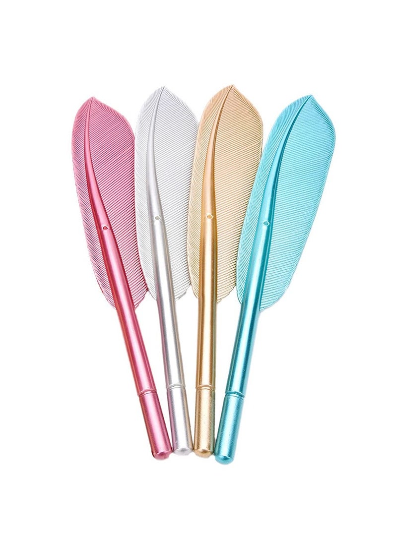 Zikra 4Pcs Retro Style Quill Pens, Gel Ink Rollerball Pens 0.5mm Black Gel Pens Ballpoint Pens for School Office Stationery - Image 1