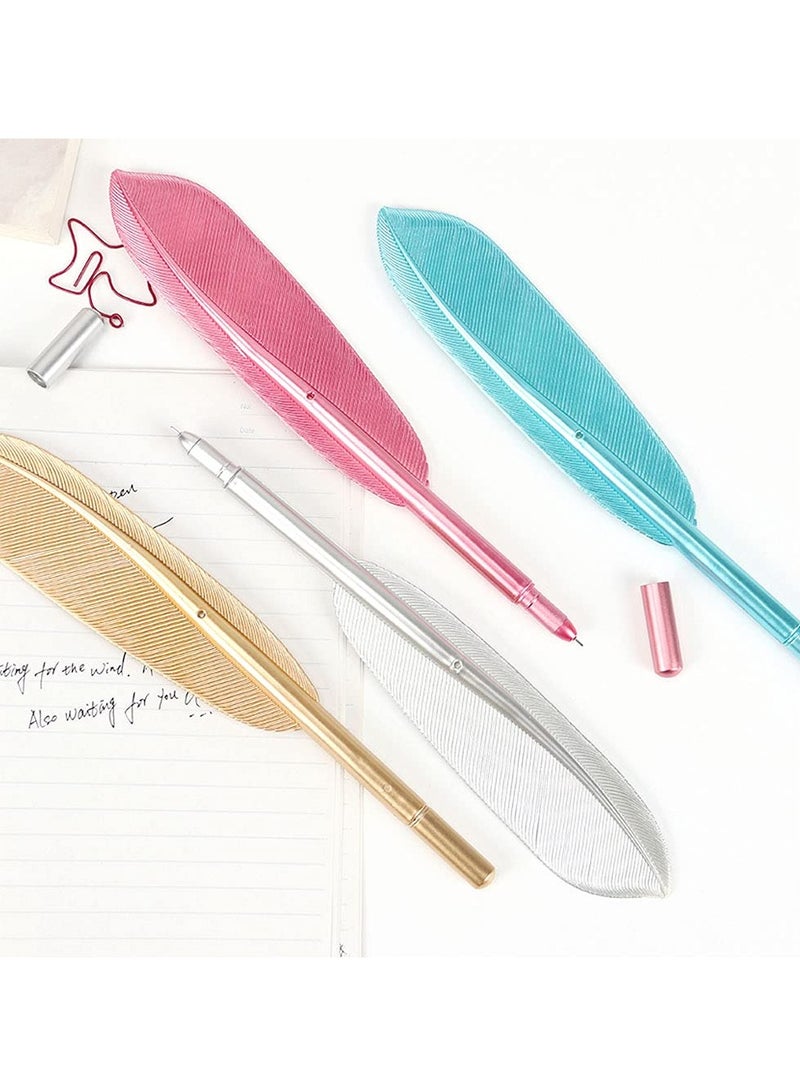 Zikra 4Pcs Retro Style Quill Pens, Gel Ink Rollerball Pens 0.5mm Black Gel Pens Ballpoint Pens for School Office Stationery - Image 2