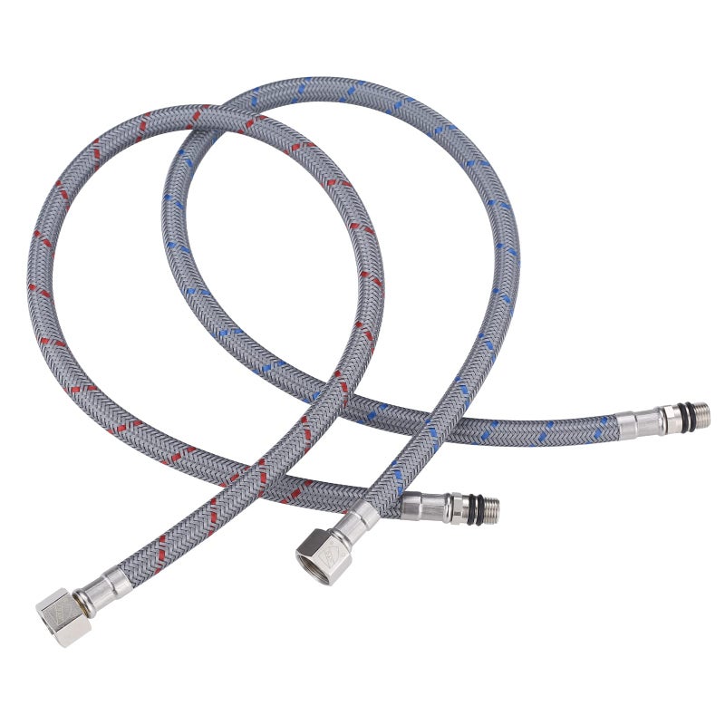 WOWOW 20 Length Faucet Supply Line Bathroom Kitchen Faucet Lines Braided Nylon Sink HosecUPC Faucet Supply Lines 38 Female Compression Thread M10 Male Connector 2Pcs 1 Pair