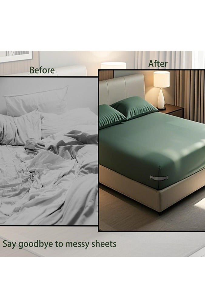 بوفان حاملات ملاءات بأقفال تحافظ على ملاءات السرير مشدودة وثابتة في مكانها، حاملات ملاءات السرير مع شرائط قفل لجميع أحجام الملاءات/المراتب، حاملات ملاءات السرير للزوايا سهلة التركيب (رمادي، 4 قطع) - Image 3