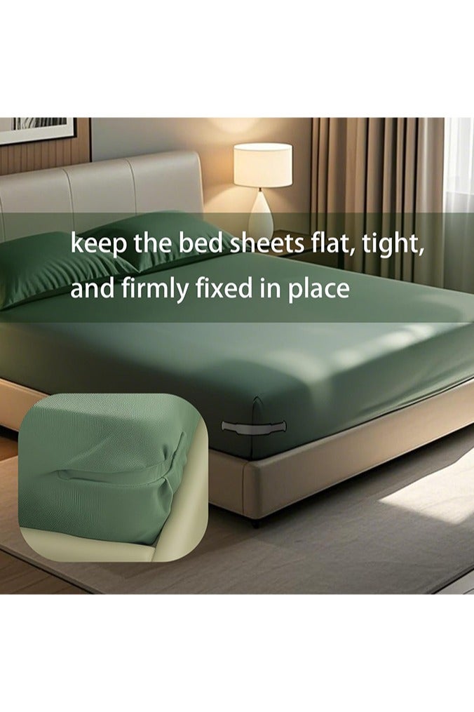 بوفان حاملات ملاءات بأقفال تحافظ على ملاءات السرير مشدودة وثابتة في مكانها، حاملات ملاءات السرير مع شرائط قفل لجميع أحجام الملاءات/المراتب، حاملات ملاءات السرير للزوايا سهلة التركيب (رمادي، 4 قطع) - Image 5