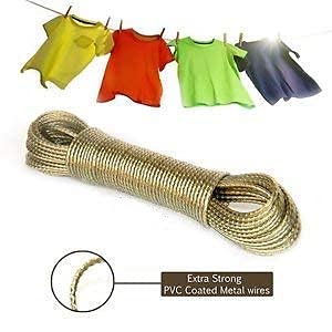 First Front 10 Meter PVC Coated Steel AntiRust Wire Rope Washing Line Clothesline with 2 Plastic Hooks Set of 1 - Image 2