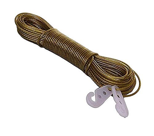 First Front 10 Meter PVC Coated Steel AntiRust Wire Rope Washing Line Clothesline with 2 Plastic Hooks Set of 1 - Image 1