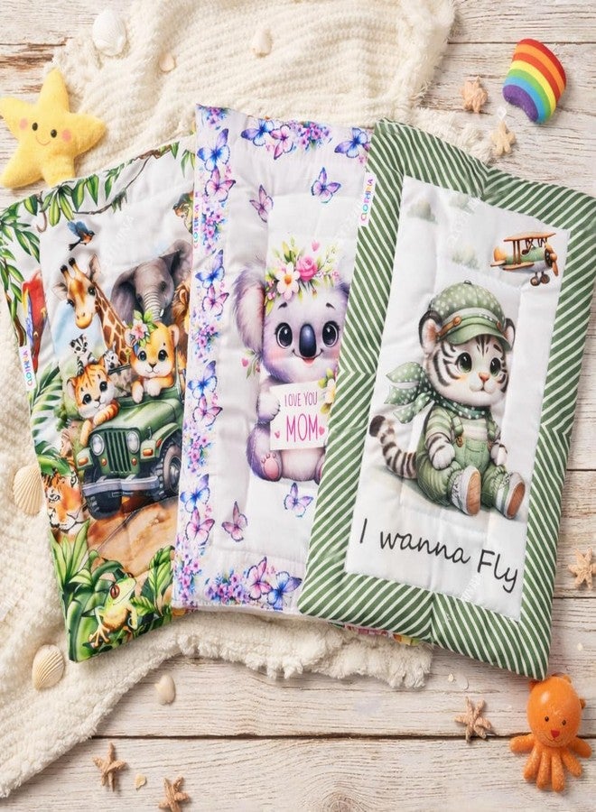 FRIDO Baby Godadi Pack of 3, Soft Cotton, Multicolor Cartoon Print, 20x30 Inch, Newborn Bedding Mat Set (FR_Godadi_11-12-13) - Image 1