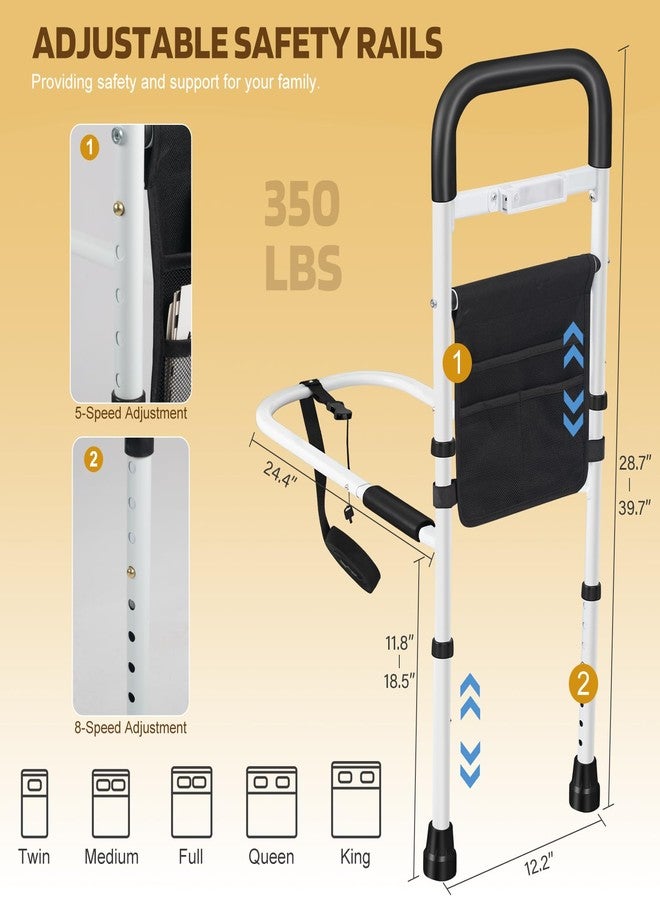 Panta Bed Rails for Elderly Adults Safety, Adjustable Bed Assist Rails for Seniors with Motion Light, Bed Side Rails with Support Legs and Storage Pocket, Portable Bed Cane (Black) - Image 3