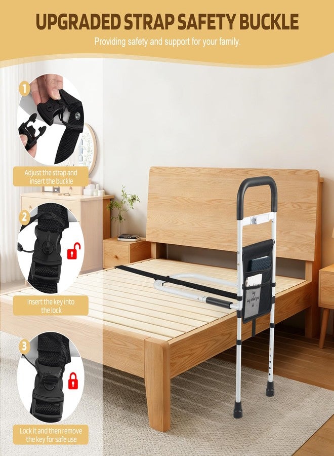 Panta Bed Rails for Elderly Adults Safety, Adjustable Bed Assist Rails for Seniors with Motion Light, Bed Side Rails with Support Legs and Storage Pocket, Portable Bed Cane (Black) - Image 2