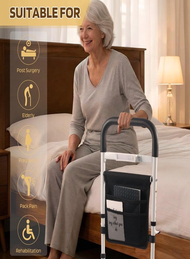 Panta Bed Rails for Elderly Adults Safety, Adjustable Bed Assist Rails for Seniors with Motion Light, Bed Side Rails with Support Legs and Storage Pocket, Portable Bed Cane (Black) - Image 4
