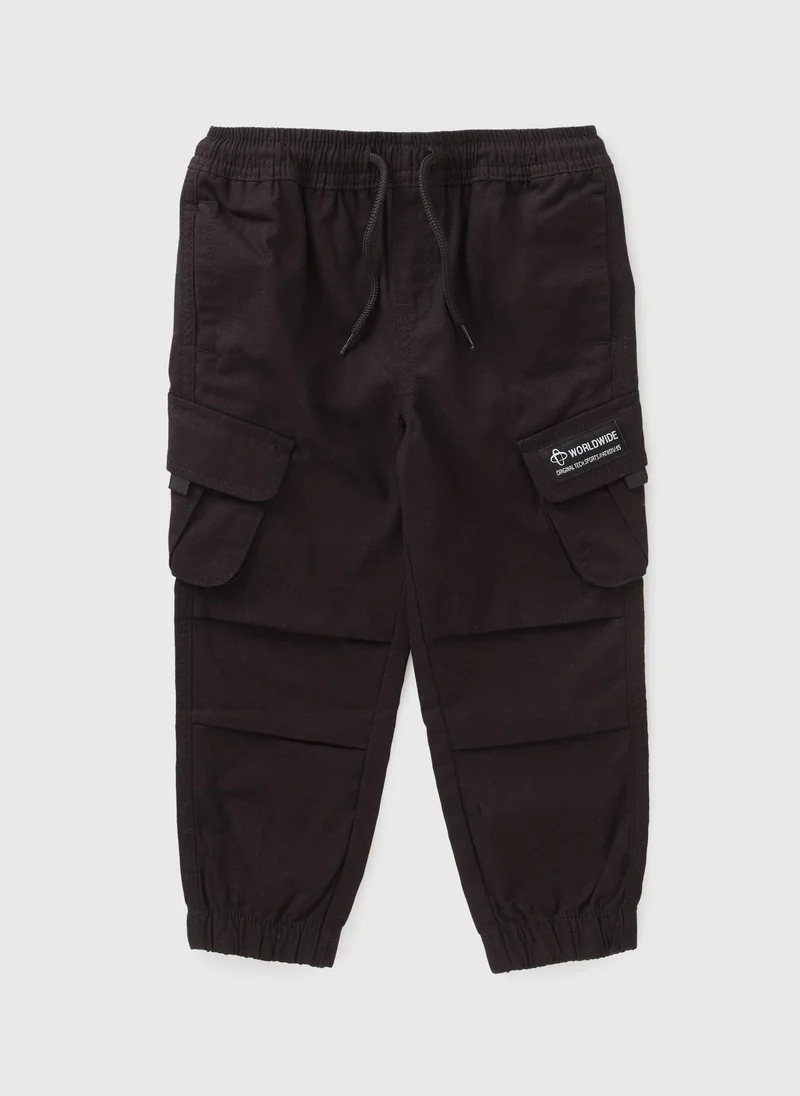 Matalan Boys Black Ripstop Cargo Trousers