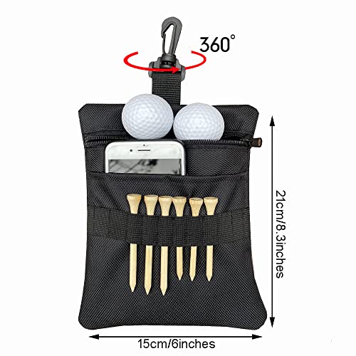 CORECISE Golf Tee Pouch Bag,Zipper Golf Ball Bag,Golf Accessory Pouch,Golf Accessories Holder,Black - Image 2