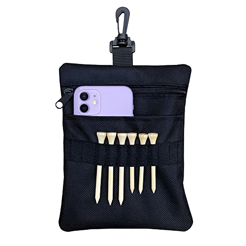 CORECISE Golf Tee Pouch Bag,Zipper Golf Ball Bag,Golf Accessory Pouch,Golf Accessories Holder,Black - Image 1