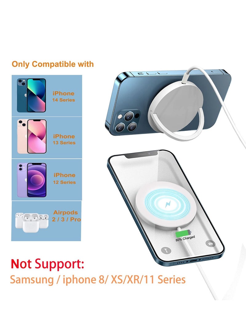 Excefore شاحن لاسلكي مغناطيسي، حامل شحن مغناطيسي 15 وات لهاتف آيفون 14، 13 برو، بلس، برو ماكس، مع شاحن جداري بكابل USB بطول 3.28 قدم، أبيض - Image 3