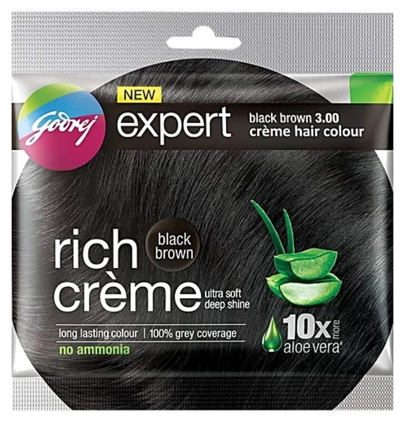 Godrej Expert Rich Creme Hair Colour - Single Use, Long Lasting, 100% Grey Coverage, Black Brown (Pack of 4) - Image 1