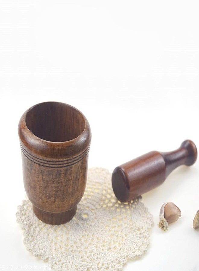 PRETYZOOM Wooden Garlic Pounder Mortar and Pestle 3.74 Inch Compact Eco-Friendly Kitchen Tool for Crushing Garlic and Spices Practical - Image 2