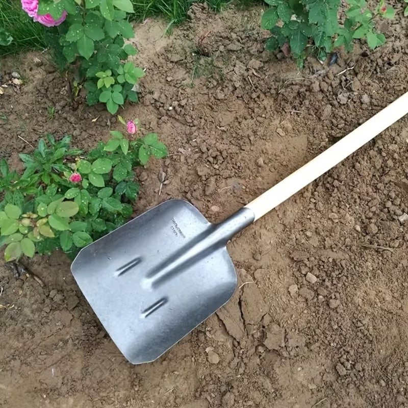 مجرفة فولاذية ثقيلة من المعدن الصلب، مجرفة أسمنت م thickening بالكامل، مجرفة فحم من فولاذ المنغنيز، مجرفة رأس مربعة بمقبض خشبي، مجرفة ثلج، مجرفة حديدية زراعية، أداة لزراعة الأشجار - اللون أ - Image 1