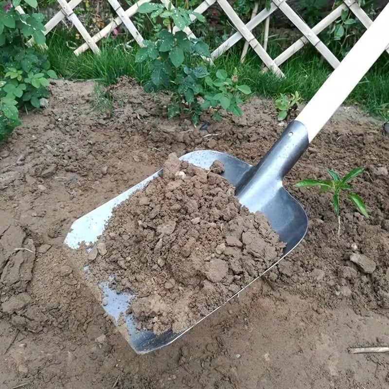 مجرفة فولاذية ثقيلة من المعدن الصلب، مجرفة أسمنت م thickening بالكامل، مجرفة فحم من فولاذ المنغنيز، مجرفة رأس مربعة بمقبض خشبي، مجرفة ثلج، مجرفة حديدية زراعية، أداة لزراعة الأشجار - اللون أ - Image 3