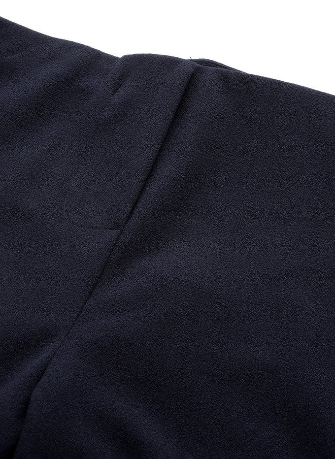 PlusS سروال نسائي عالي الخصر بفتحة واسعة باللون الأزرق البحري - Image 5