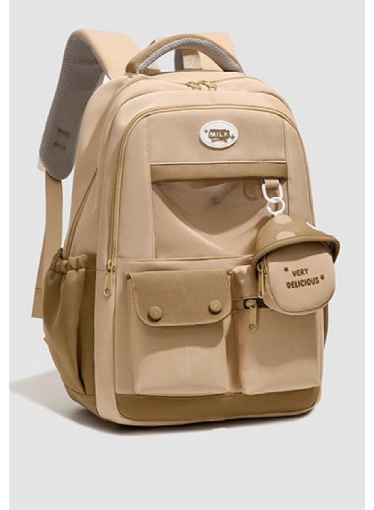 Large Capacity Brown School Backpack for Students, 16 Inch Laptop Bag with External Transparent Display Pocket & Coin Purse, Multi-Pocket Travel Rucksack - Image 4