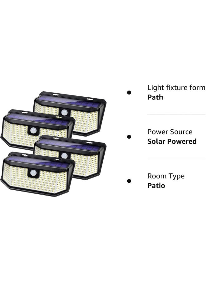 Solar Outdoor Motion Sensor Lights 2500Lm Solar Panel To 15.3 In  And 3 Modes Security Permanent On All Night Smart Brightness Control  With Ip65 Waterproof With Wide Angle 4Pack