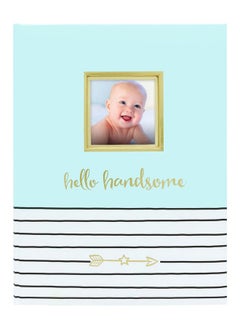 pearhead Hello Handsome, First 5 Years Baby Memory Book with Photo Insert, Perfect Baby Keepsake, Blue 3x3 Inch (Pack of 1)  - Image 1