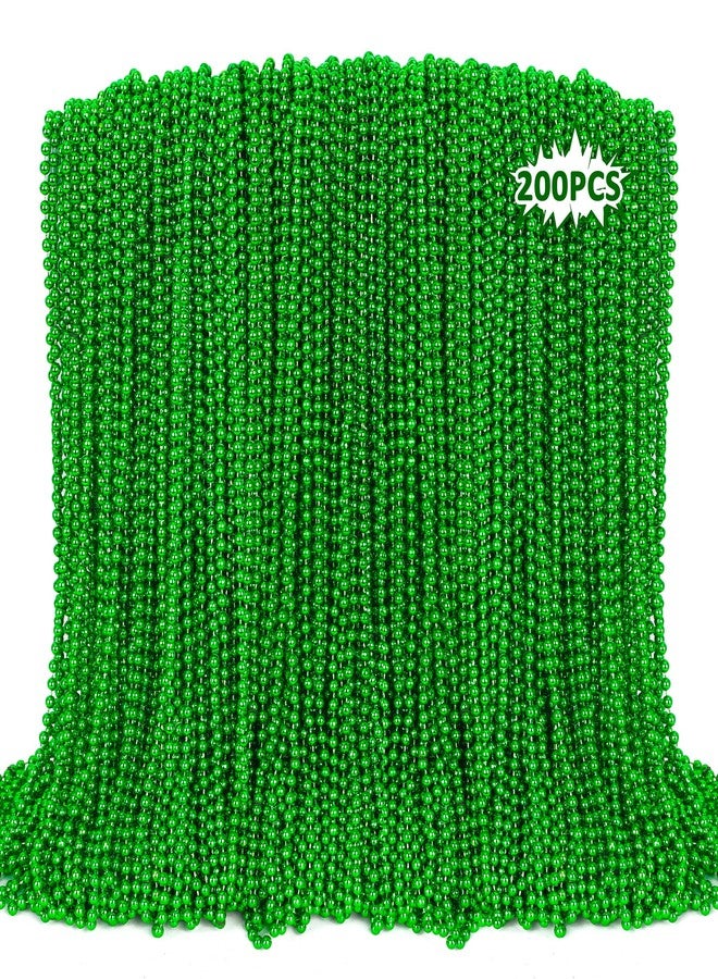EOBOH St Patricks Day Necklaces, 200PCS Green Beads Necklaces Decorations, 33" Saint Patricks Day Mardi Gras Xmas Necklace Party Favor, Green Mardi Gras Beads Bulk for Wedding Birthday Holiday Parade Throw - Image 1