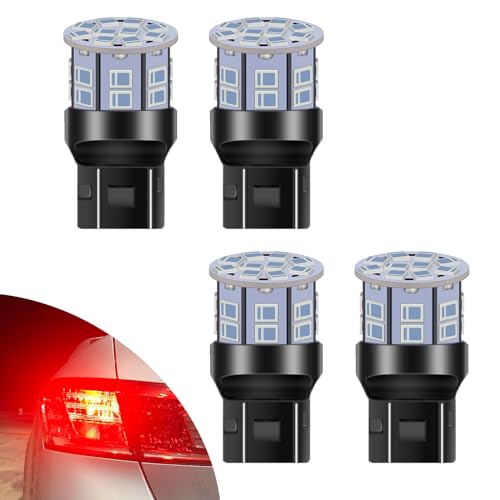 LEDYOTRY 7443 LED Bulb Red for Brake Lights Tail Lights, Super Bright 7444 7441 7440 T20 W21W LED Bulbs for Brake Stop Tail Lights, (Pack of 4) - Image 1
