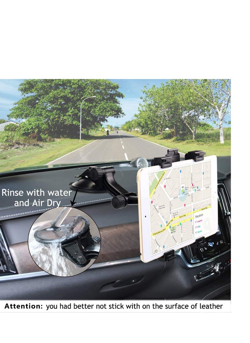 SYOSI - Car Tablet Mount Holder, Dash Tablet Holder for Car Windshield Dashboard Universal 360 Degree Rotation for iPad Mini, Phone Size 7, 8, 9.7, 10.5 inch TPU Suction Cup Viscosity Mount - Image 1