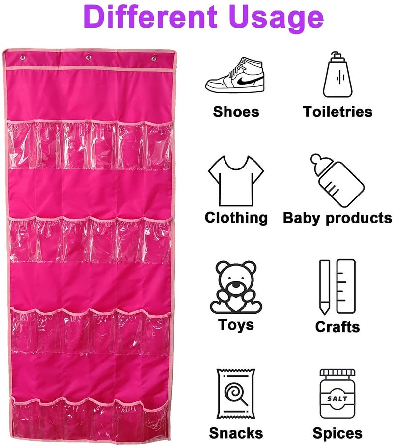 LINPOPUP Hanging Over Door Toy Storage Organizer (24 Pockets), Compatible with Lol Omg Dolls Barbie Dolls Surprise Doll (Toys Not Included), Deeppink (57.5''x22'') - Image 5