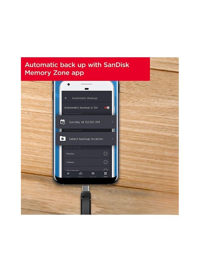 ريبنيو محرك أقراص فلاش Ultra Dual Drive Go USB من النوع C سعة 128 جيجابايت أسود - SDDDC3-128G-G46 - Image 5