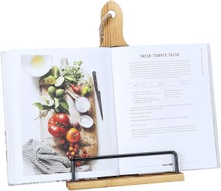 SOLIGT Soligt Cookbook Stand Adjustable iPad Tablet Holder Rustic Wood Cutting Board Style - Image 1
