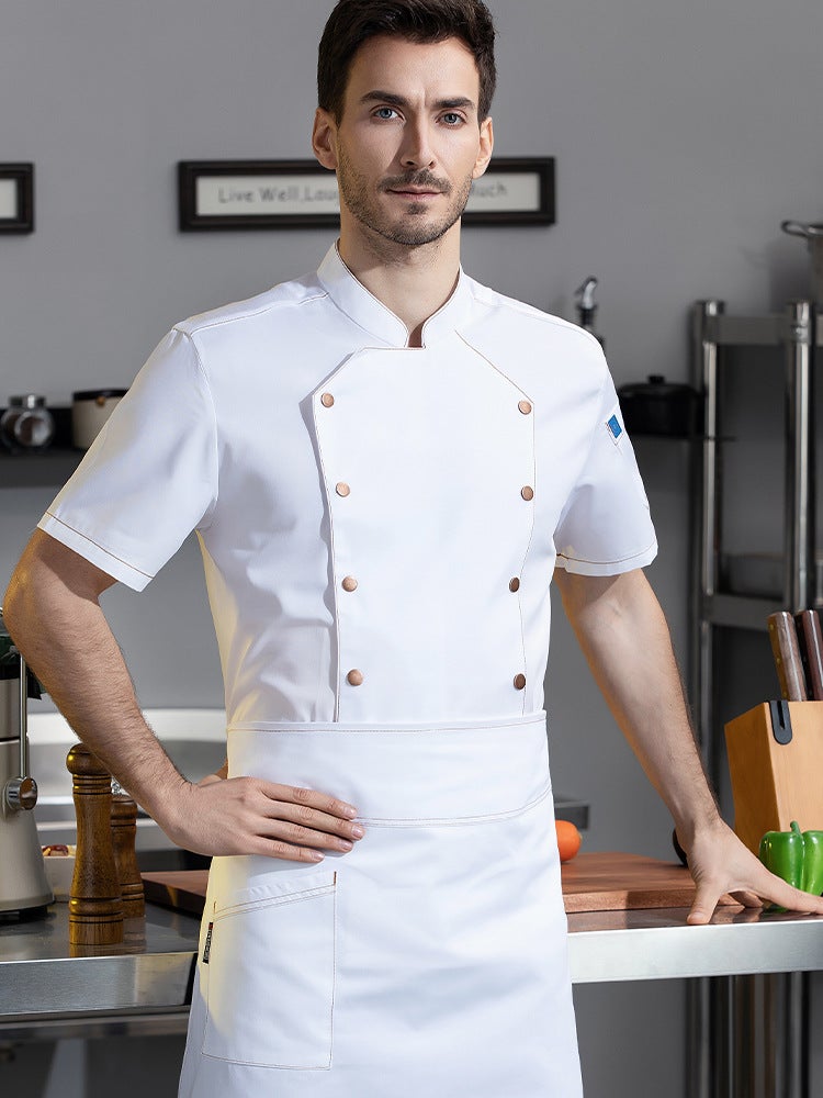 Breathable Summer Chef Clothes Tooling El Canteen El Catering Kitchen Short Sleeve Chef Work Clothes Pot Baking - Image 5