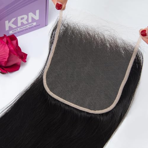 KRN 5x5 HD Lace Closure, 0.1mm Ultra-thin Invisible HD Lace Closure Tiny Single Knot Pre-Plucked with Baby Hair 12A Grade Brazilian Virgin Straight Human Hair 12 Inch - Image 2