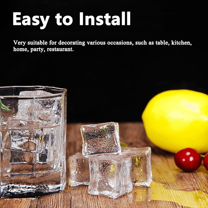 جليد صناعي، مكعبات جليد صناعي شفافة بحجم 0.7 بوصة من الأكريليك، حشوات مزهرية للقطع المركزية، بلورات ماسية مربعة الشكل، إكسسوارات تصوير فوتوغرافي، ديكور حفلات الزفاف، حشوات مزهرية - 30 قطعة - Image 5