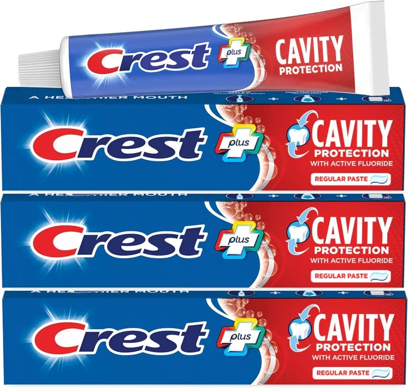 Crest Cavity Protection Fluoride Toothpaste, Regular Paste, 8.2 Ounce (Pack of 3) - Image 1