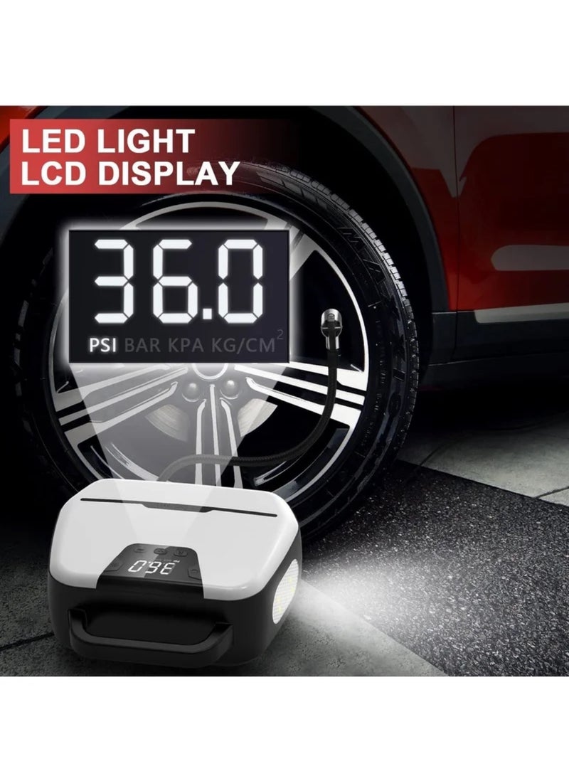 Portable Air Compressor for Car Tires, Electric Air Pump for Bike and Other Inflatables at Home 110V AC 12V DC, Dual Powerful Motors,150 PSI Wheel Tire Inflators with Digital Pressure Gauge, LED Light - Image 4