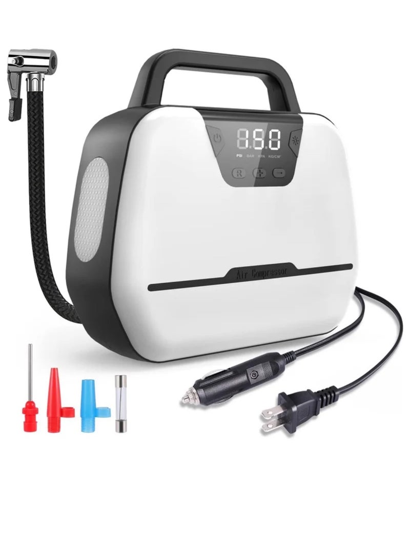 Portable Air Compressor for Car Tires, Electric Air Pump for Bike and Other Inflatables at Home 110V AC 12V DC, Dual Powerful Motors,150 PSI Wheel Tire Inflators with Digital Pressure Gauge, LED Light - Image 1