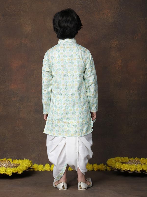 superminis Cotton Printed Full Sleeve Kurta and Dhoti Kids Ethnic Wear Set (2-3 Years, Green) - Image 5