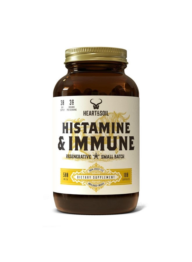 HEART & SOIL Histamine and Immune Support - 3000mg DAO Enzyme Supplements with Bovine Thymus, Selenium & Vitamin A - Non-GMO, Allergen-Free - 180 Capsules - Image 1