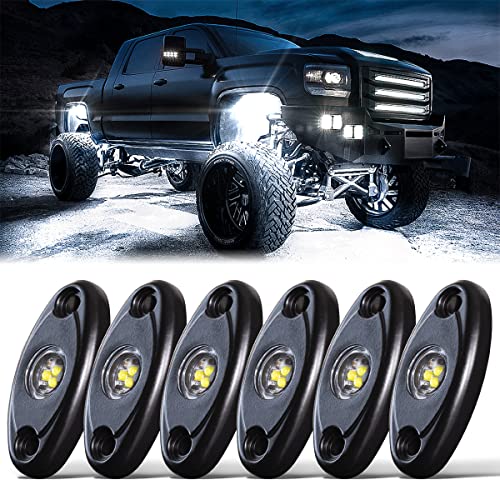 LEDMIRCY Pure White Rock Lights 6PCS R1 Super Bright LED Rock Lights White for Off Road Trucks ATV UTV SUV Underglow Neon Light Underbody Trail TRAI Rig Light High Power Waterproof Shockproof - Image 1
