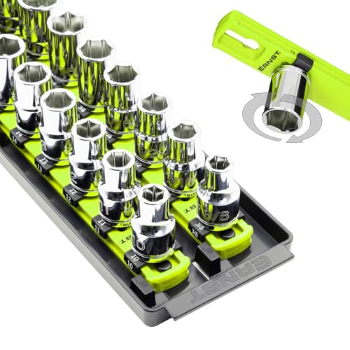 Ernst Manufacturing 8463HV Socket Boss Premium 2Rail 12InchDrive Socket Organizer 18Inch HighVisibility - Image 1