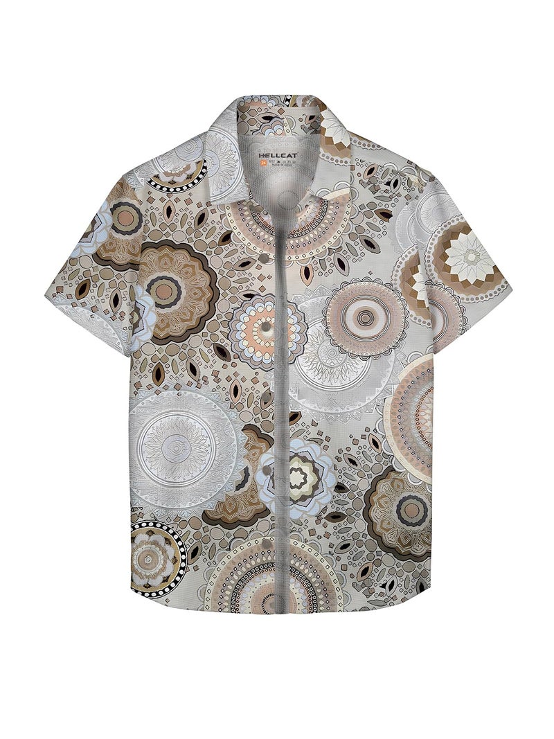 HELLCAT Trendy Regular Fit Printed Causal Half Sleeve Shirt for Boys Grey 11-12 Years - Image 1