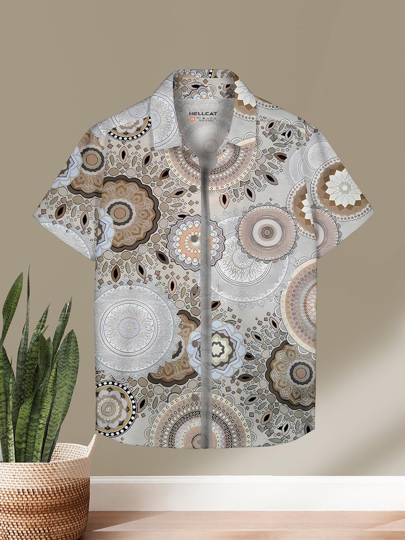 HELLCAT Trendy Regular Fit Printed Causal Half Sleeve Shirt for Boys Grey 11-12 Years - Image 2